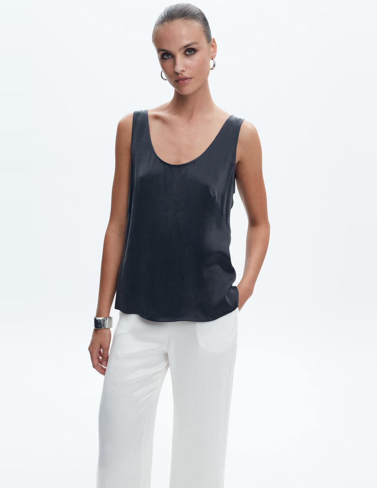 Moon Slip Tank Top Dark Grey Cupro – LIUBA FW26, photo 65255