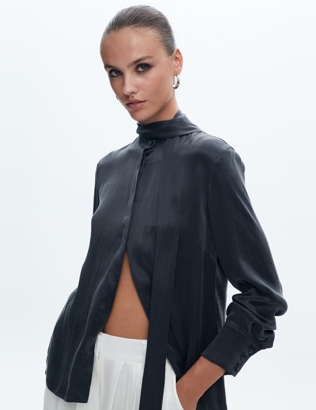 Moon Shirt Dark Grey Cupro – LIUBA FW26, photo 65349