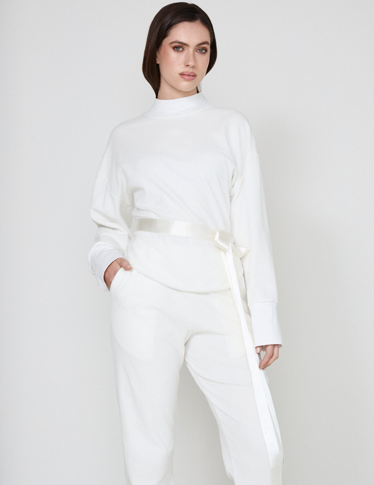 White Isla Velvet Pants