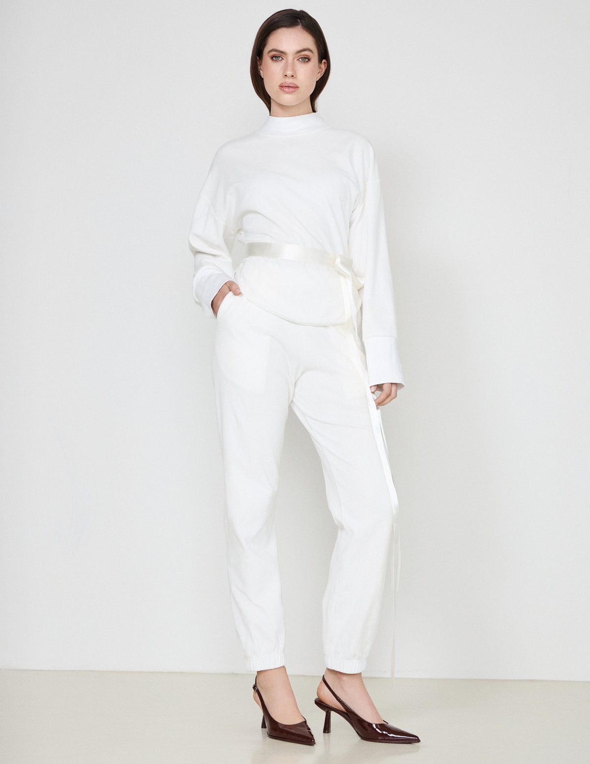 White Isla Velvet Pants