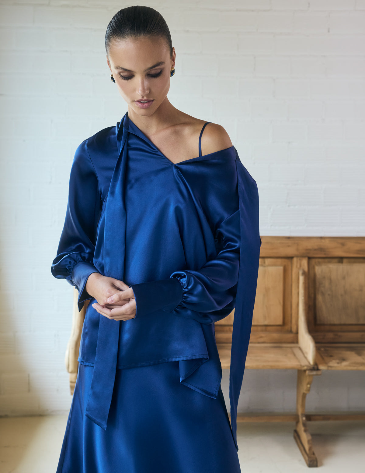 Sienna Silk Shirt Navy