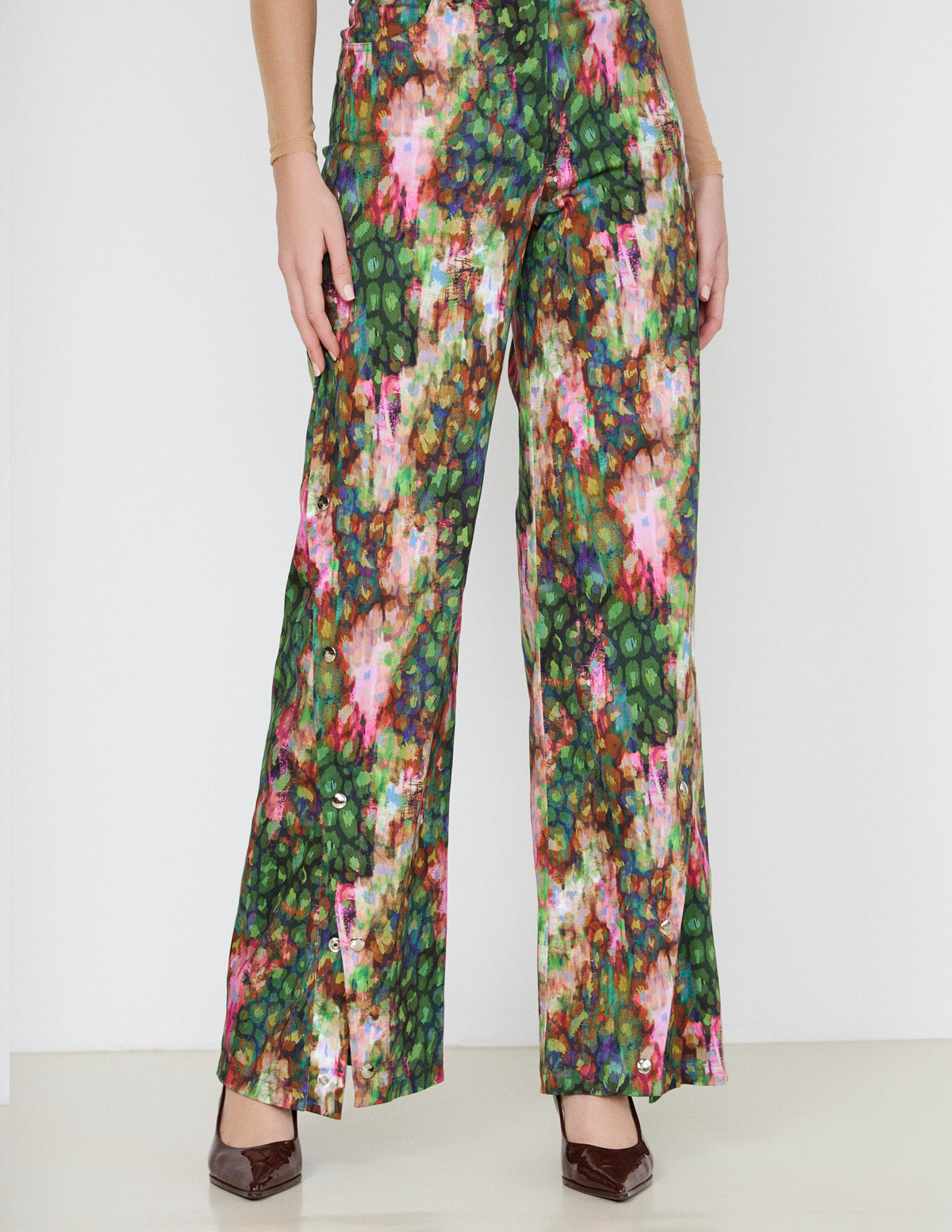 Leopard Luna Cotton Pants with Snaps
