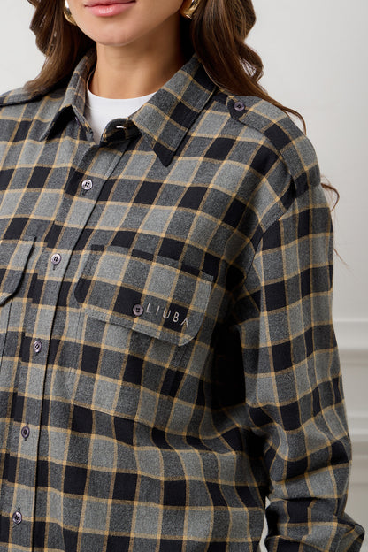 Black Big Plaid Elena Organic Cotton Shirt