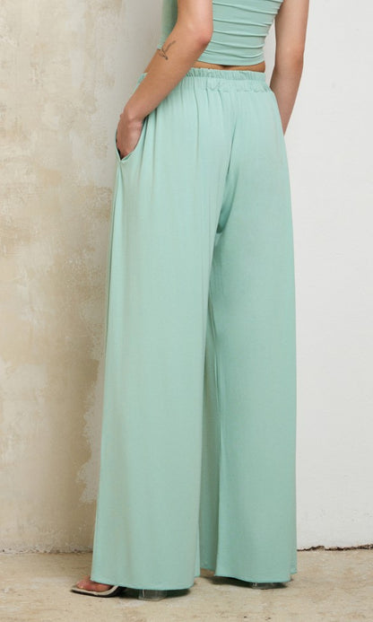 Wid-leg Pants, Mint LYDIA