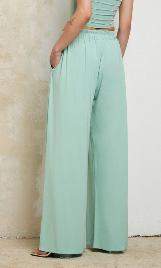 Wid-leg Pants, Mint LYDIA