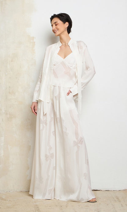 Wide-Leg Pants White, SAGE