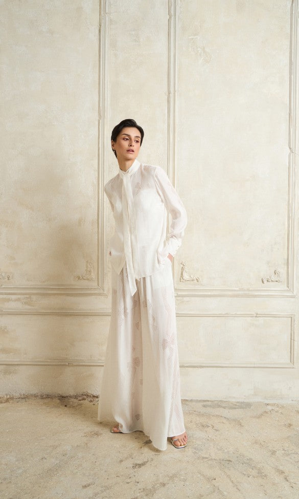 Wide-Leg Pants White, SAGE