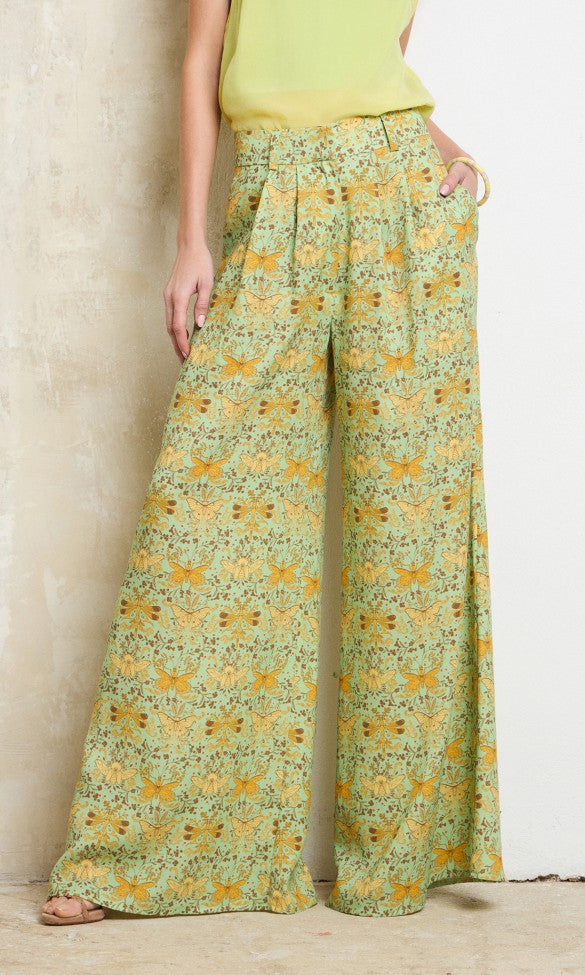 Wide-leg Pants, Green BUTTERFLY
