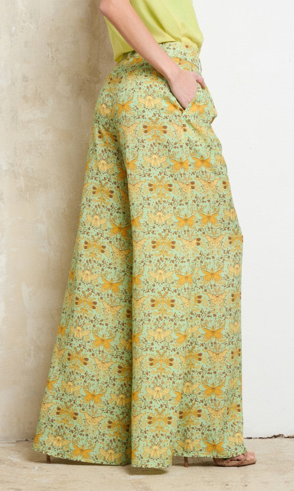 Wide-leg Pants, Green BUTTERFLY