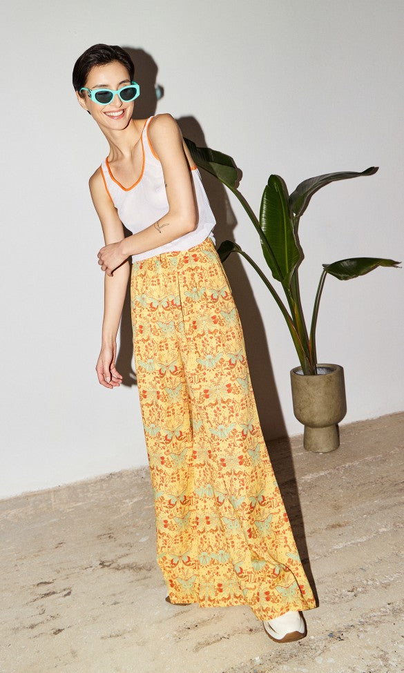 Wide-leg Pants, Orange BUTTERFLY