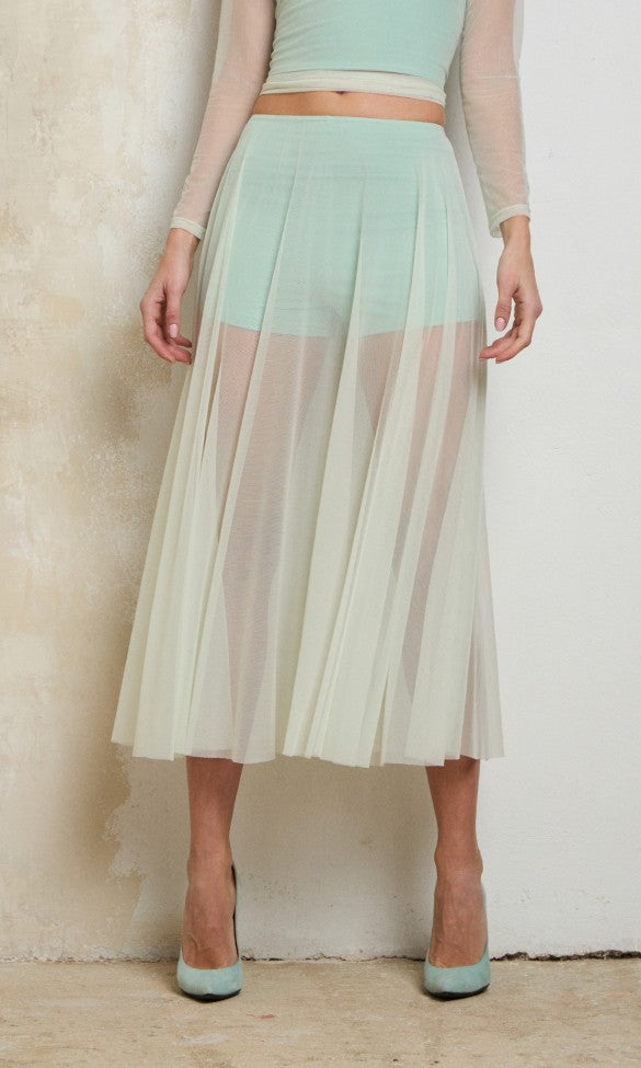 Φούστα με δίχτυ, μέντα, ίριδα