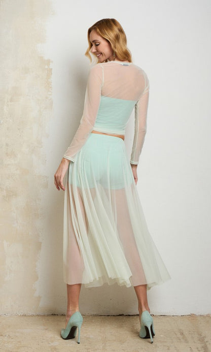 Φούστα με δίχτυ, μέντα, ίριδα