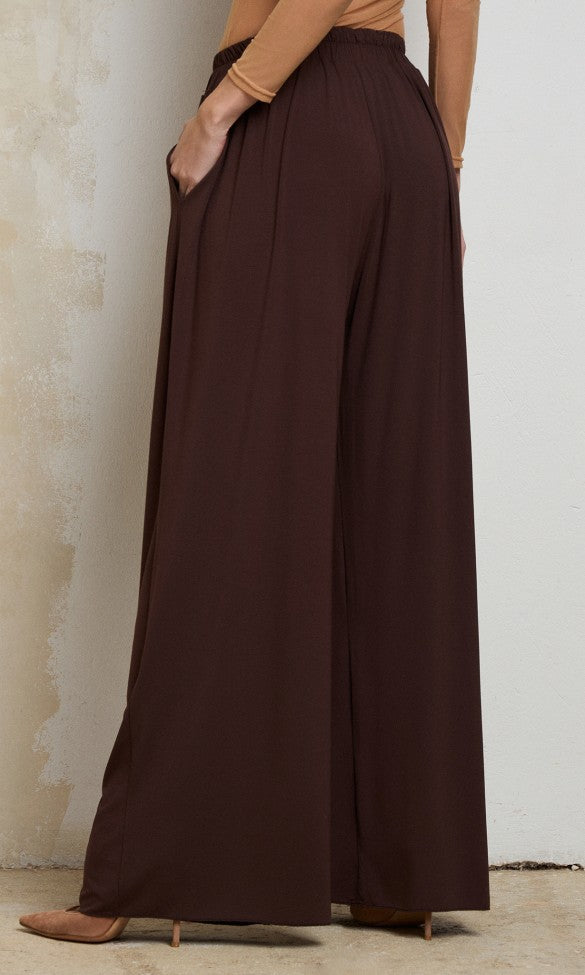 Wid-leg Pants Brown, KELLY