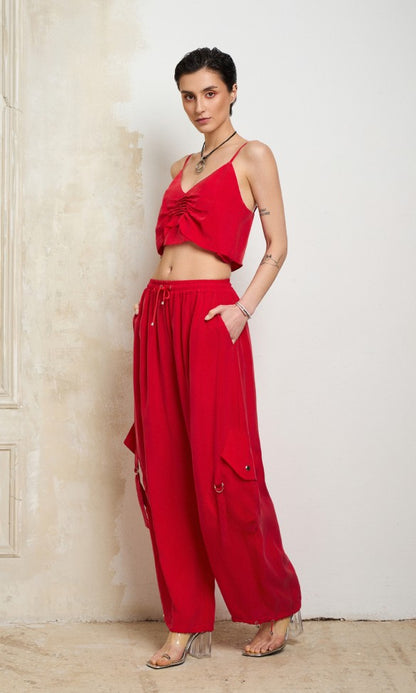 Cupro Pants Red, AVA