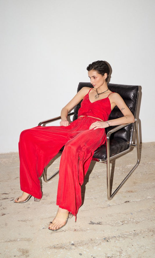 Παντελόνι Cupro Κόκκινο, AVA