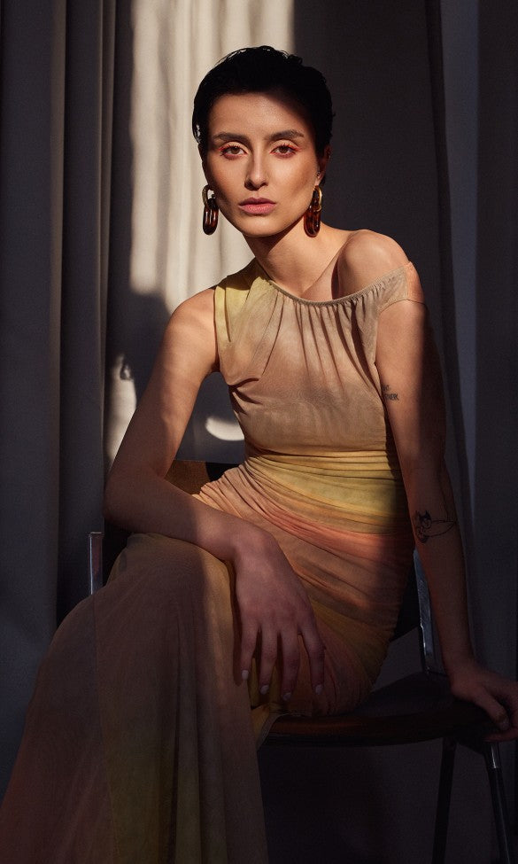 Alex Mesh  Dress - Yellow