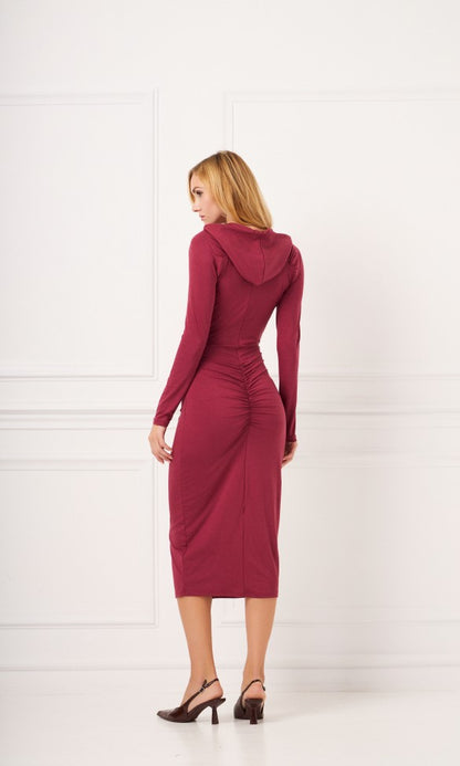 Jersey Dress Zipped with Hood Red Margaret