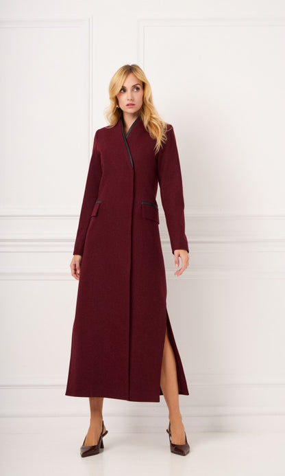 Μάλλινο Παλτό Σκούρο Κόκκινο AMANDA