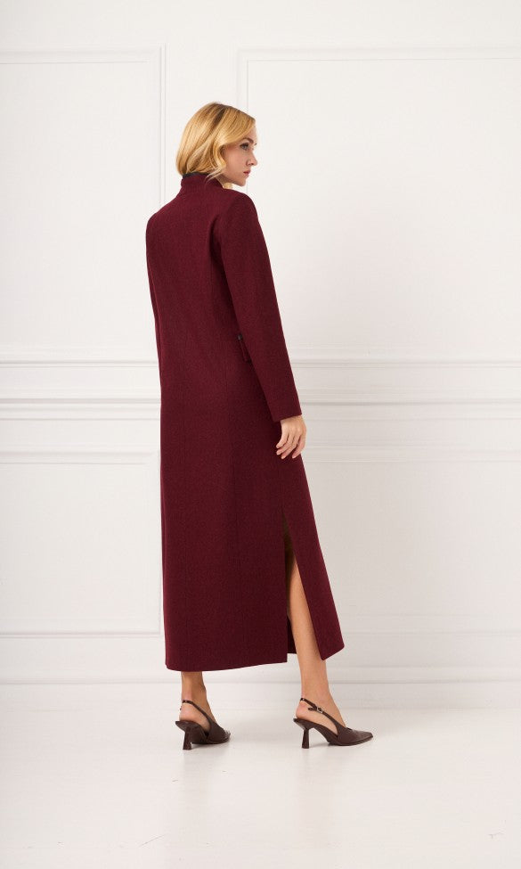 Μάλλινο Παλτό Σκούρο Κόκκινο AMANDA