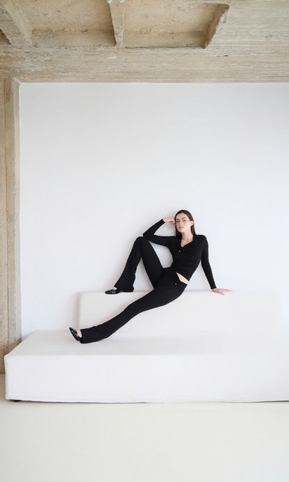 Pants with Metal Detail Jersey Black MARGARET