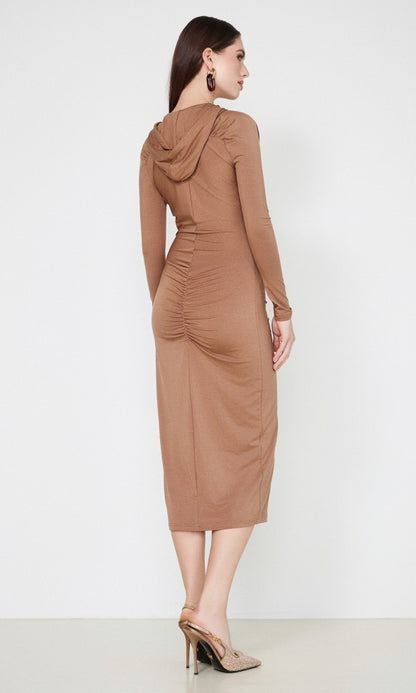 Jersey Dress Zipped with Hood Brown Margaret