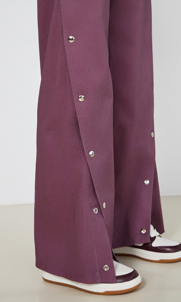 Cotton Pants with Snaps Dark Purple LUNA
