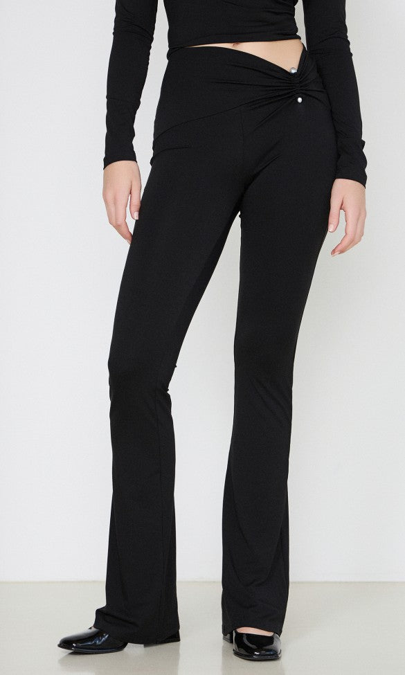 Pants with Metal Detail Jersey Black MARGARET