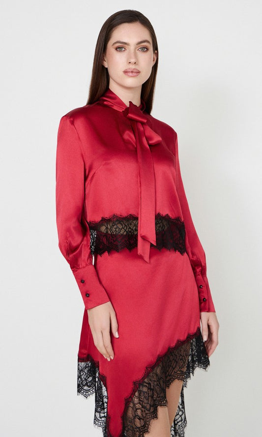 Silk Blouse with lace Red Adriana