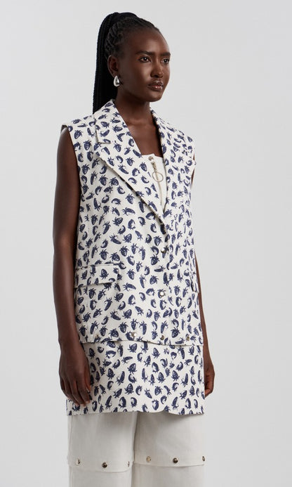 Βαμβακερό γιλέκο με κουμπώματα σε χρώμα φράουλα, ADALE 