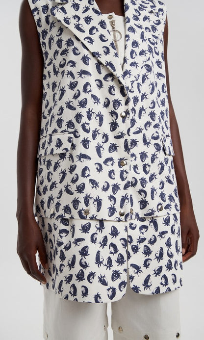 Βαμβακερό γιλέκο με κουμπώματα σε χρώμα φράουλα, ADALE 