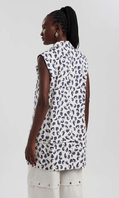 Βαμβακερό γιλέκο με κουμπώματα σε χρώμα φράουλα, ADALE 