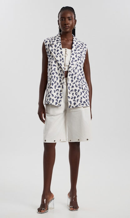 Βαμβακερό γιλέκο με κουμπώματα σε χρώμα φράουλα, ADALE 