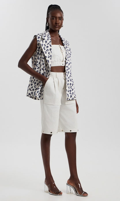 Βαμβακερό γιλέκο με κουμπώματα σε χρώμα φράουλα, ADALE 