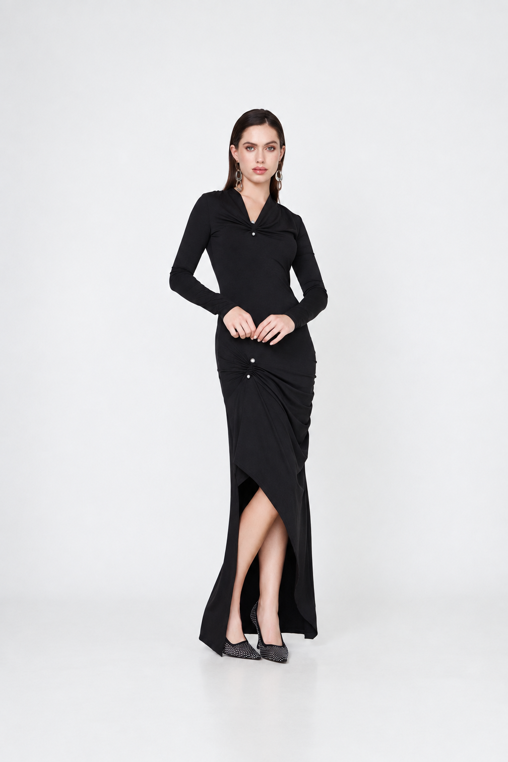 LIUBA Margaret Jersey Dress with Metal Detail - Black