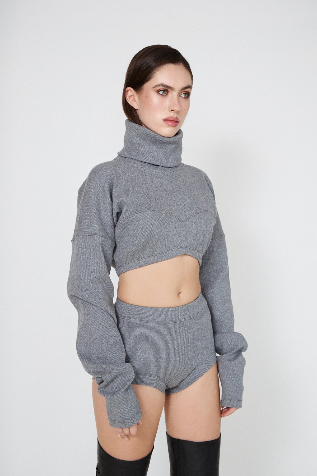 Grey Tamara Micro Shorts Rib