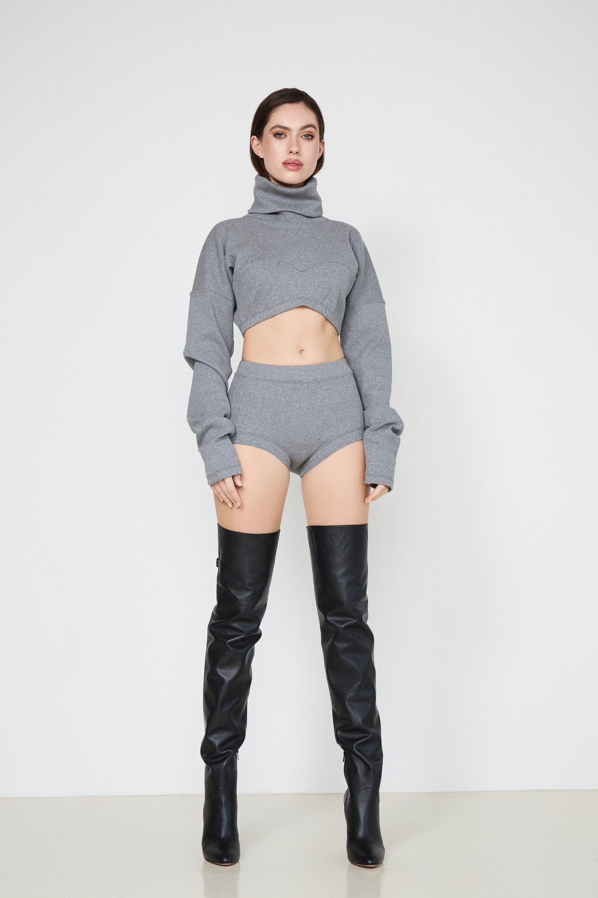 Grey Tamara Micro Shorts Rib