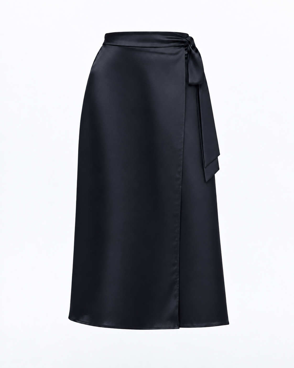 Moon Wrap Skirt Midi Silk Black