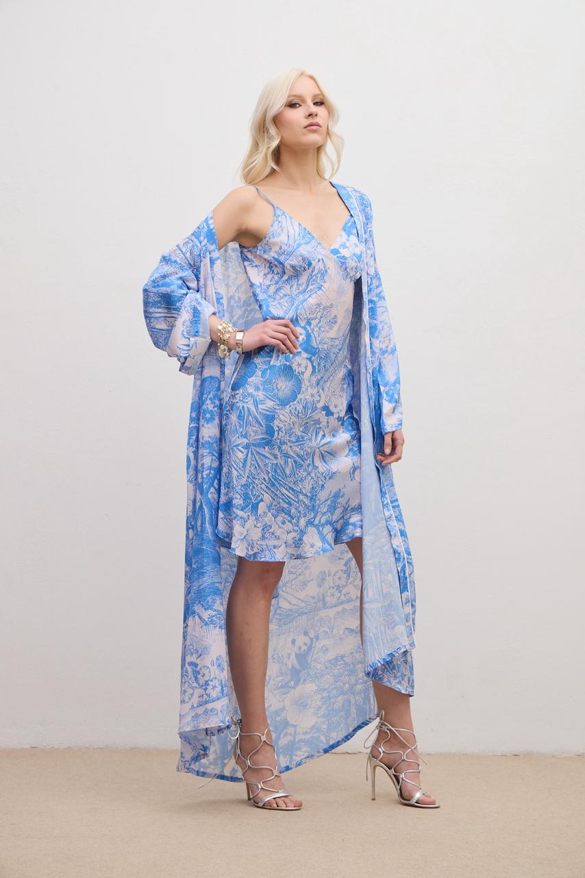 Aérie Slip Midi Dress Blue