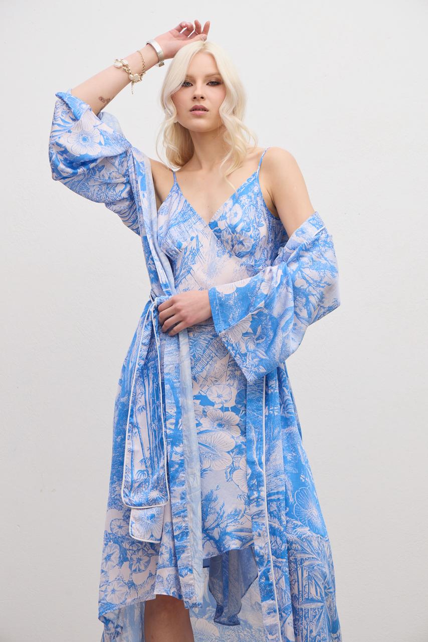 Aérie Slip Midi Dress Blue