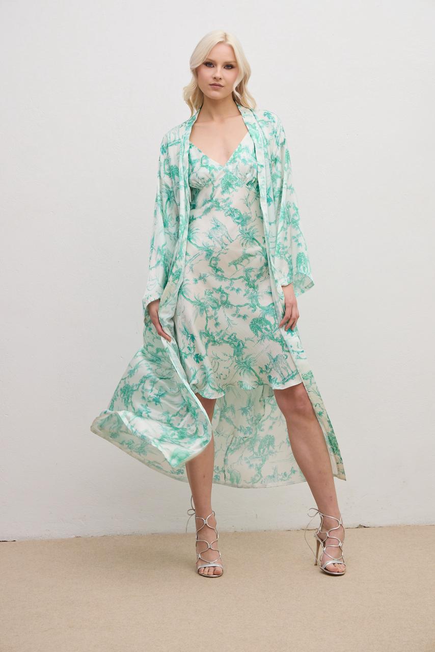 Aérie Slip Midi Dress Green