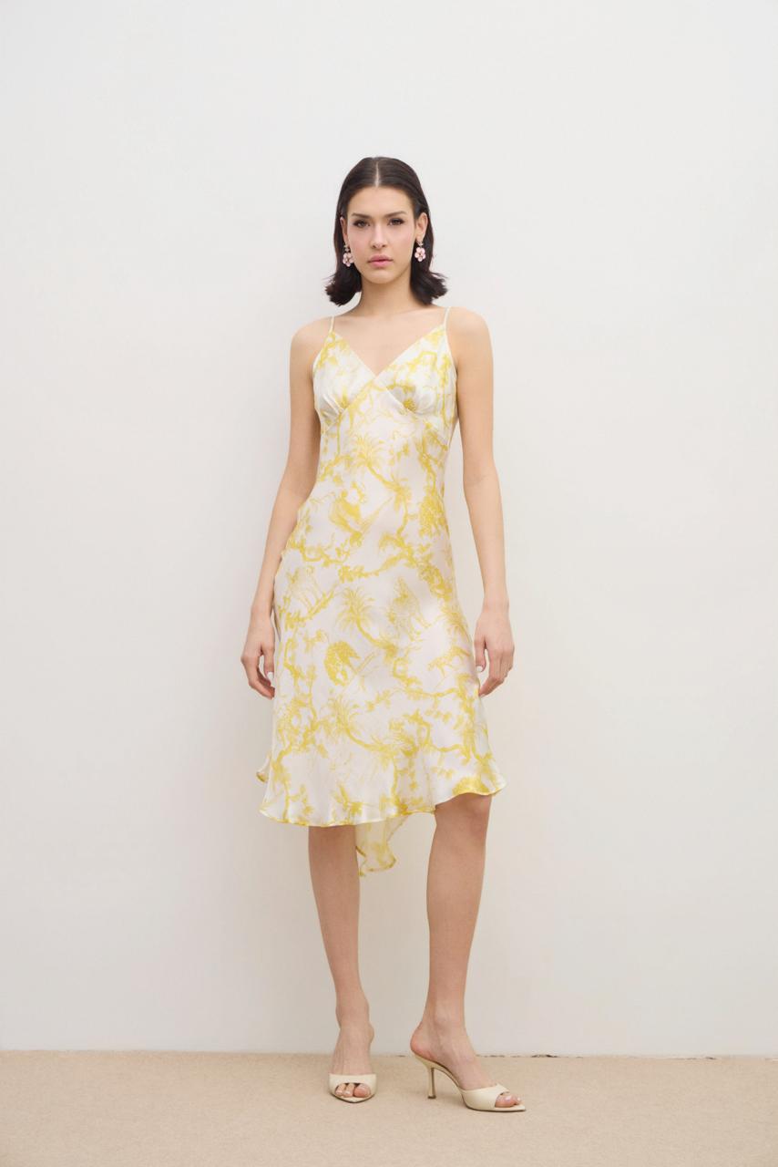 Aérie Slip Midi Dress Yellow