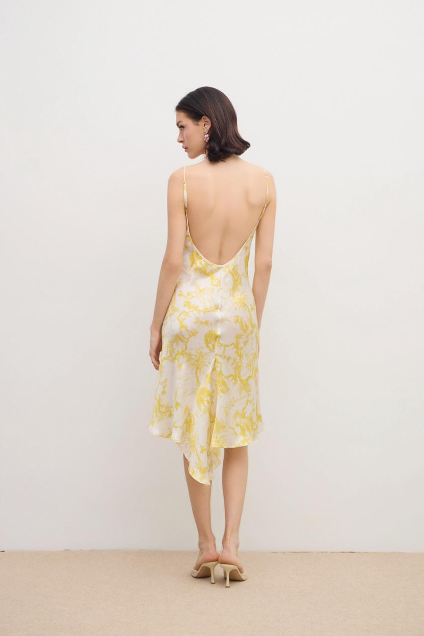 Aérie Slip Midi Dress Yellow