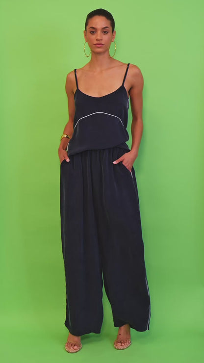 Cupro Pants Blue, ELINE