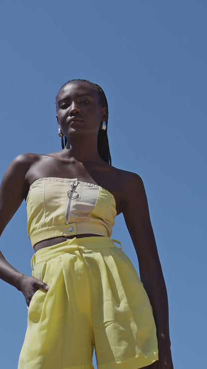 Cupro Shorts Yellow, EMMA