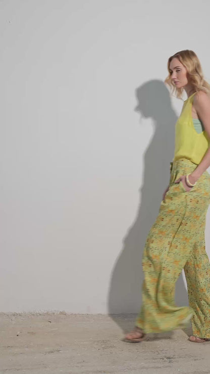 Wide-leg Pants, Green BUTTERFLY