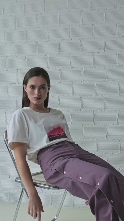 Cotton Pants with Snaps Dark Purple LUNA