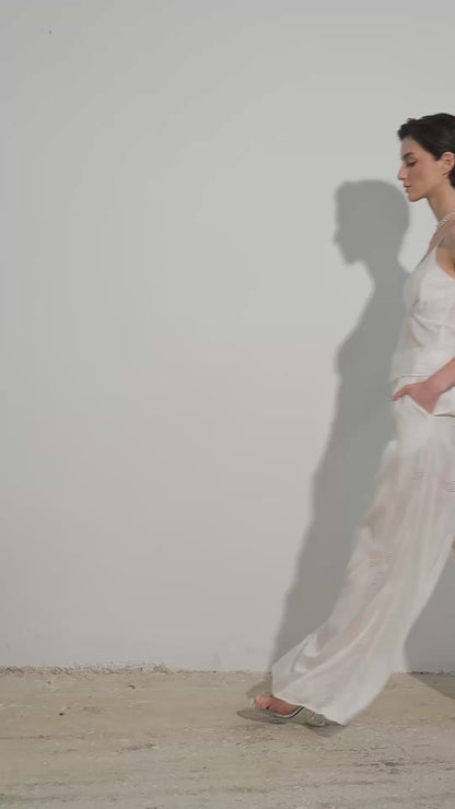 Wide-Leg Pants White, SAGE