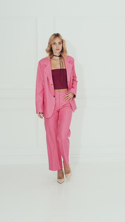 Eco Leather Jacket Pink, GEMMA