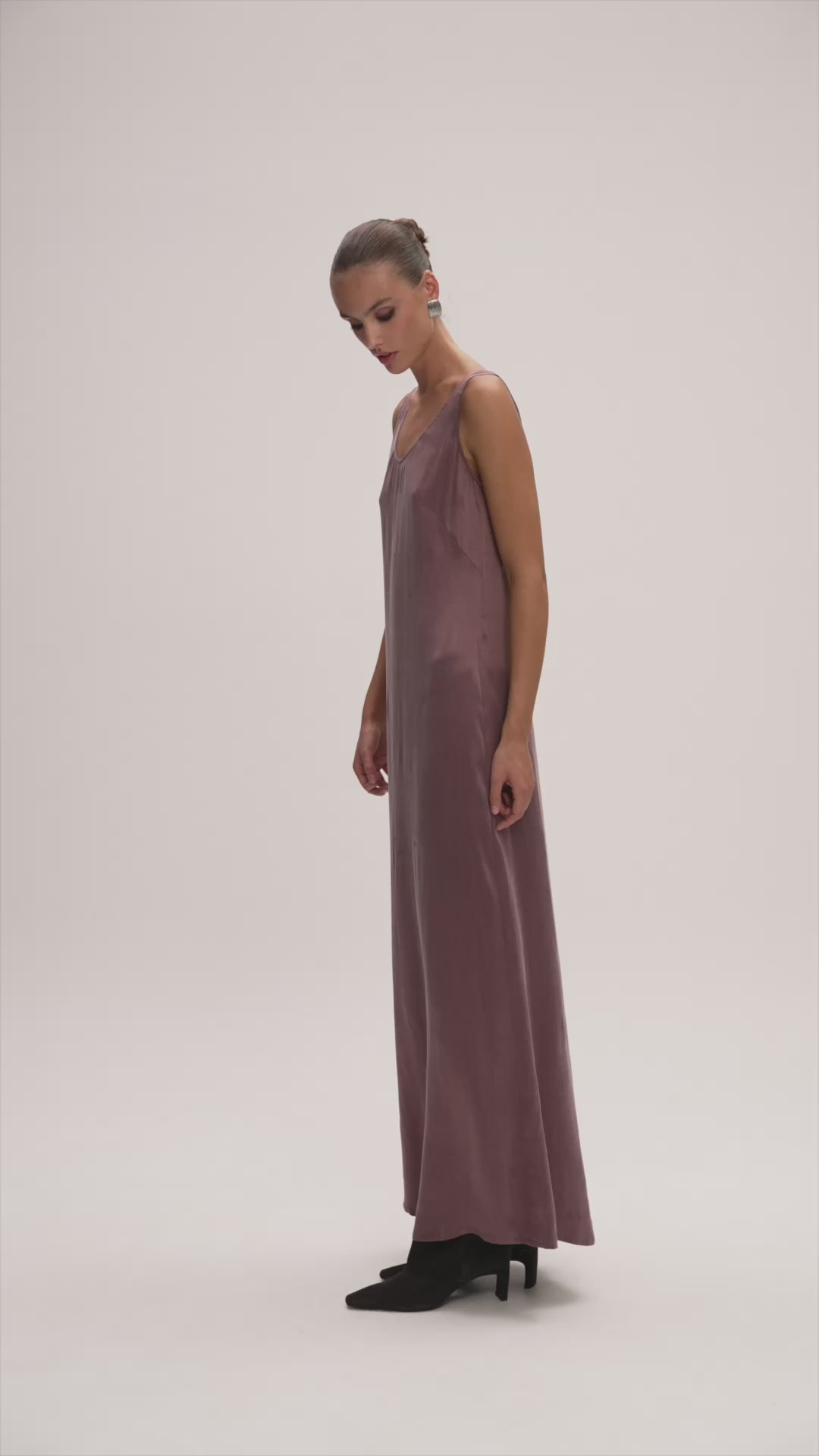 Moon Maxi Slip Dress Dusty Pink — product video
