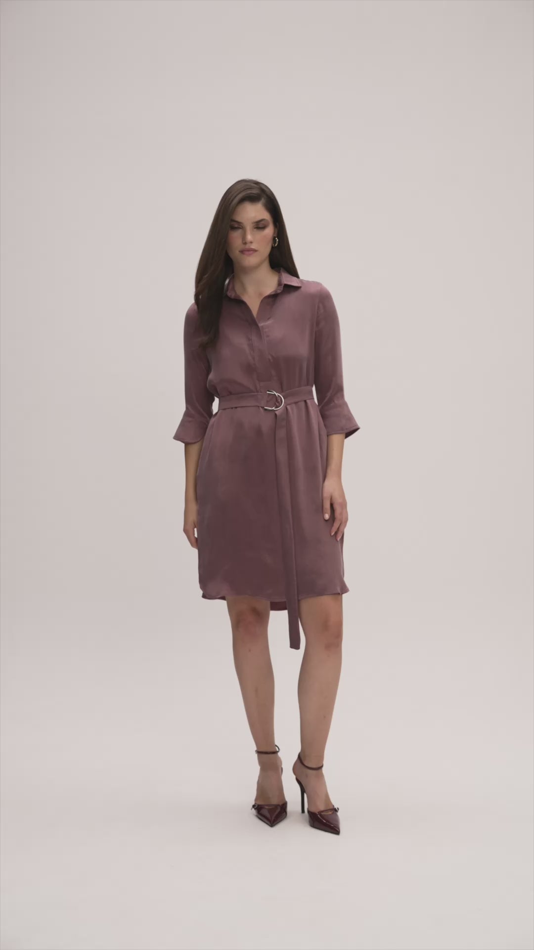 Camille Shirt Midi Dress Dusty Pink — product video